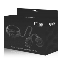 Fetish Submissive - Collier Et Menottes En Cuir Végan Avec Doublure En Noprène